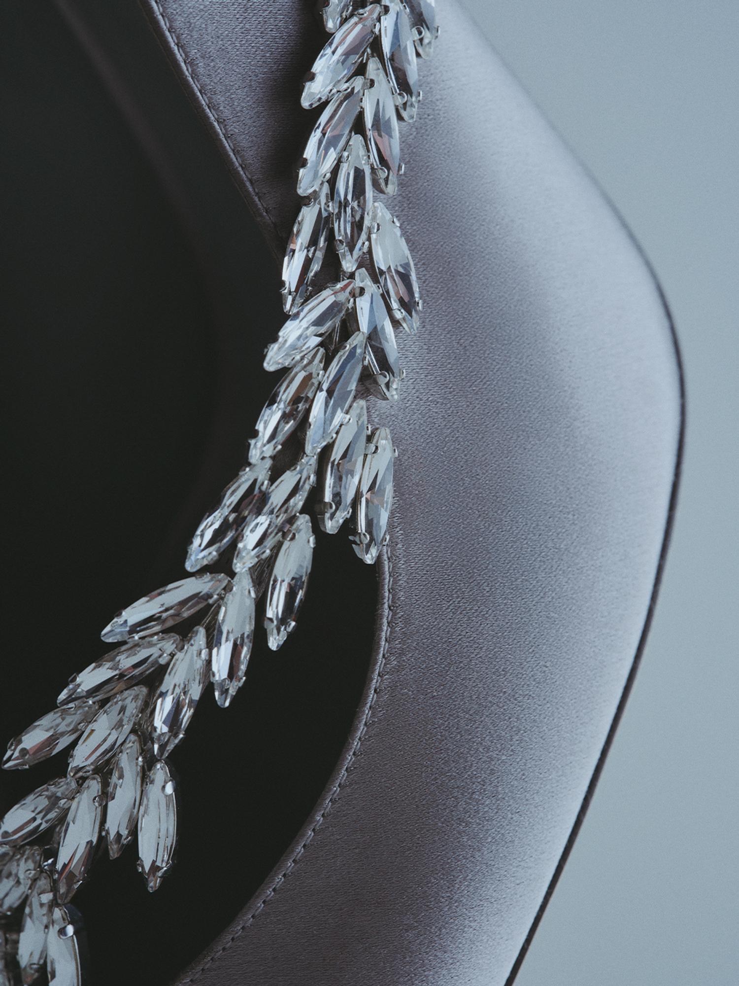 souliers de soirée à talons, en satin de soie gris, balenciaga et blahnik