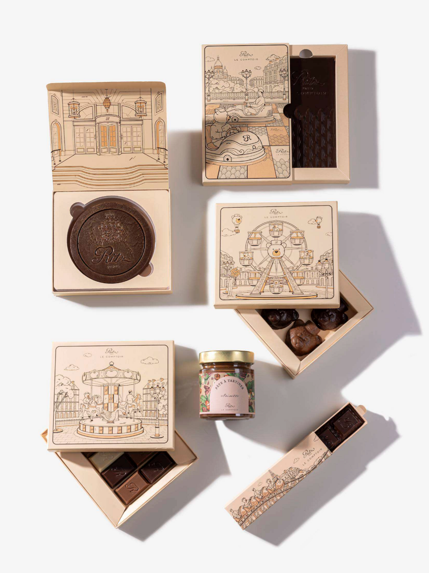 les chocolats noir et au lait du Ritz Paris dans leurs coffret cadeau