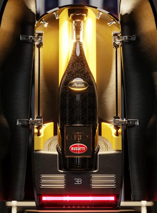 Bugatti et Champagne Carbon dévoilent la “bouteille sur mesure”.