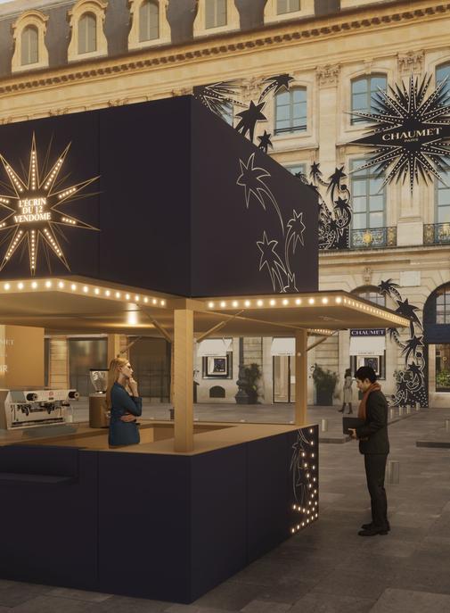 Chaumet installe un café éphémère place Vendôme.