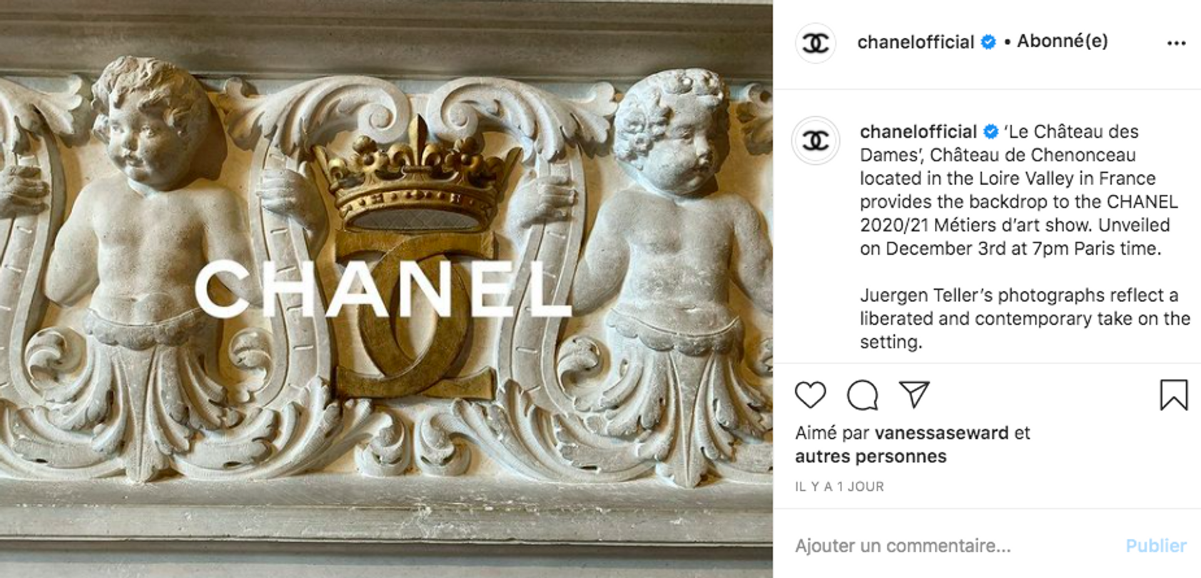 chanel metiers d'art chenonceau 3 decembre