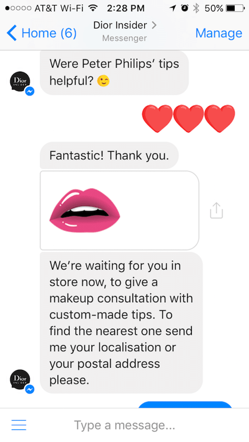 dior insider facebook messenger