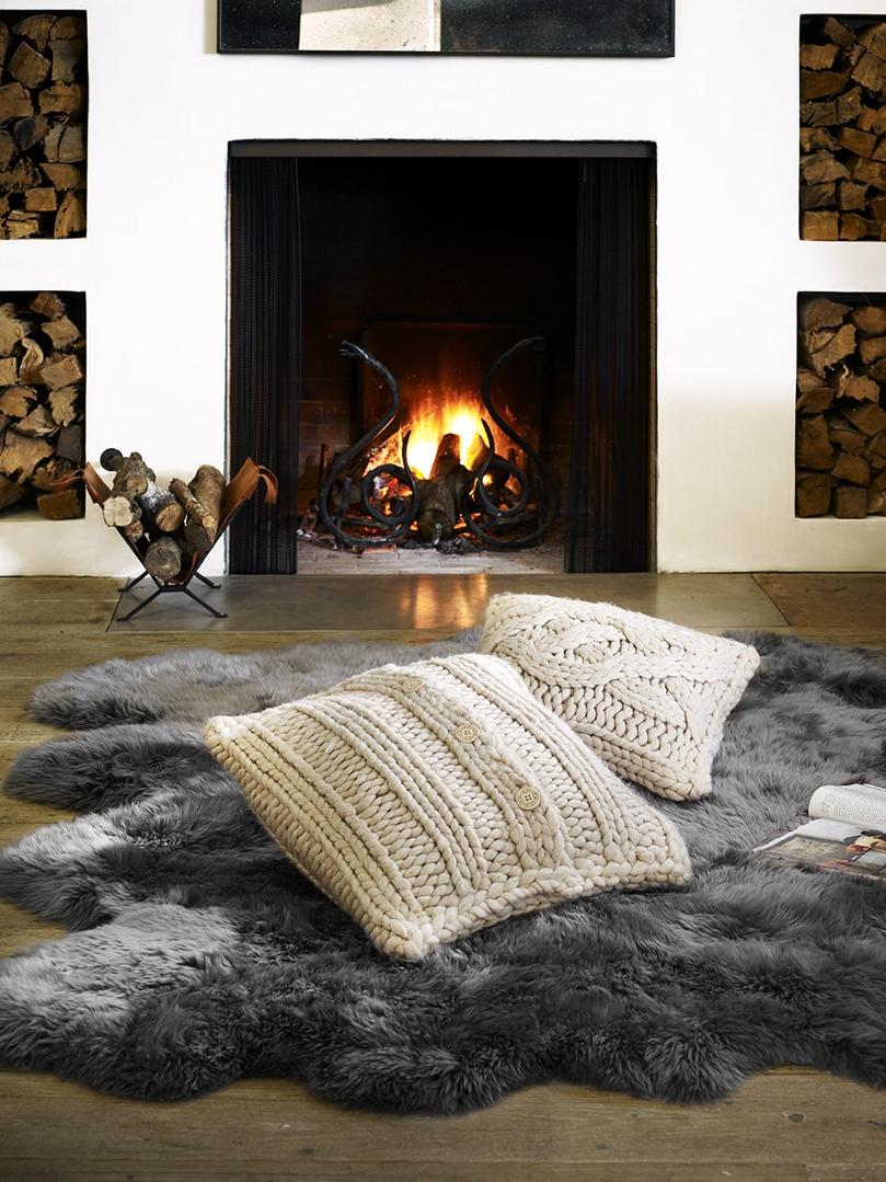 F15-Oversized Knit Pillow-SAND-Sheepskin Area Rug-Octo-GREY