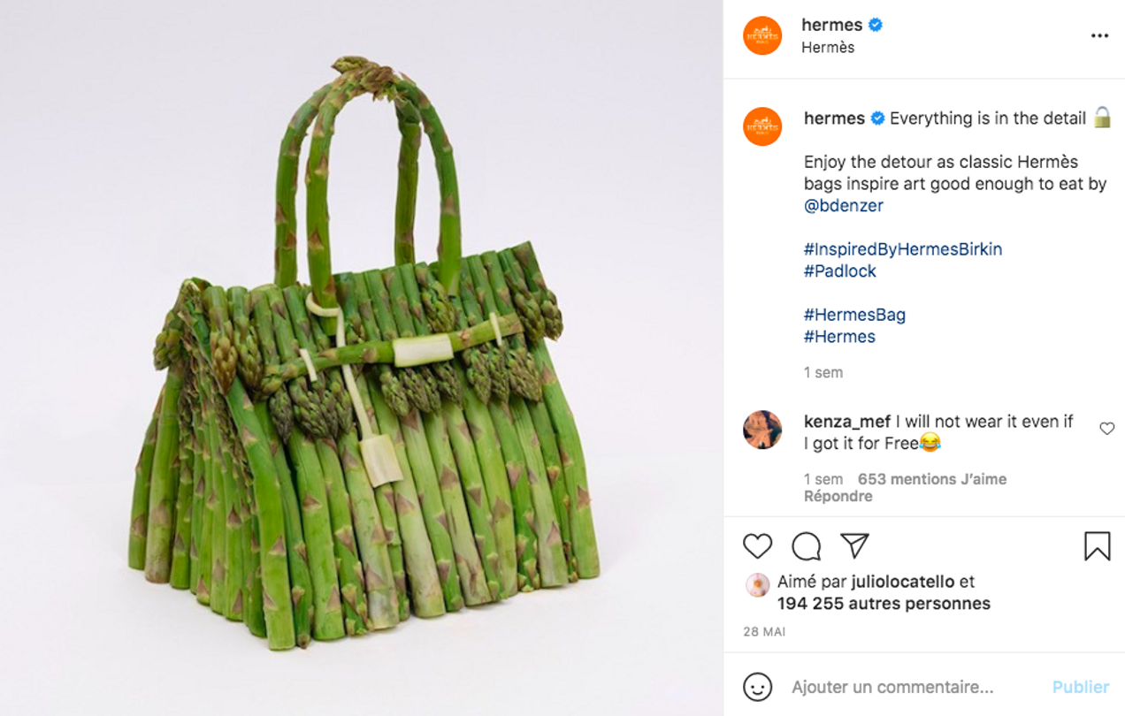 The new vegetable Hermes Birkin bag by artist Ben Denzer