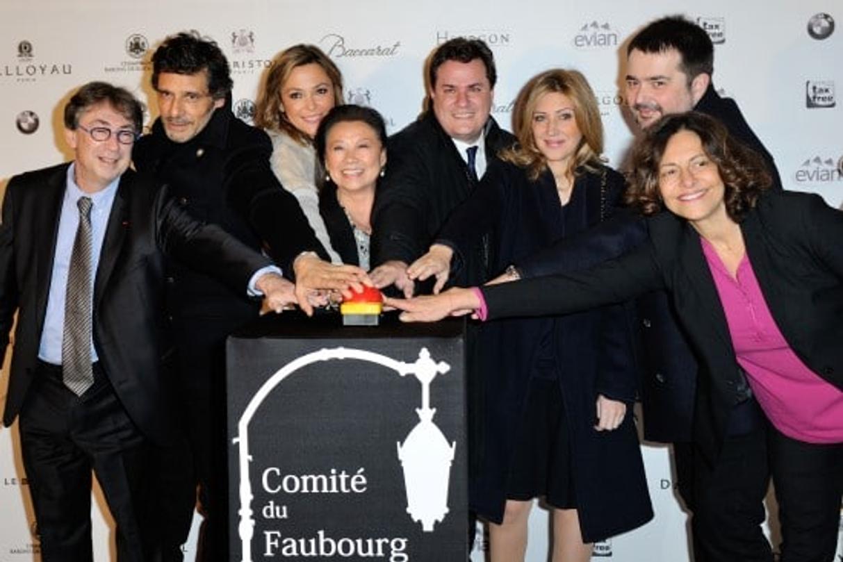 Benjamin Cymerman, Pascal Elbe, Sandrine Quetier, Claude Lienhard, Amanda Sthers et Gisele Tsobanian participent au lancement de la Tombola Winter Time 2015 a l'hôtel Bristol a Paris, France le 26 Novembre 2015. Photo by Aurore Marechal/ABACAPRESS.COM