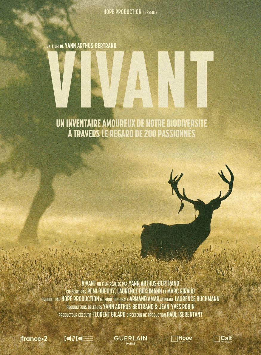 Affiche du film partenaire de Guerlain, Vivant par Yann Arthus-Bertrand.
