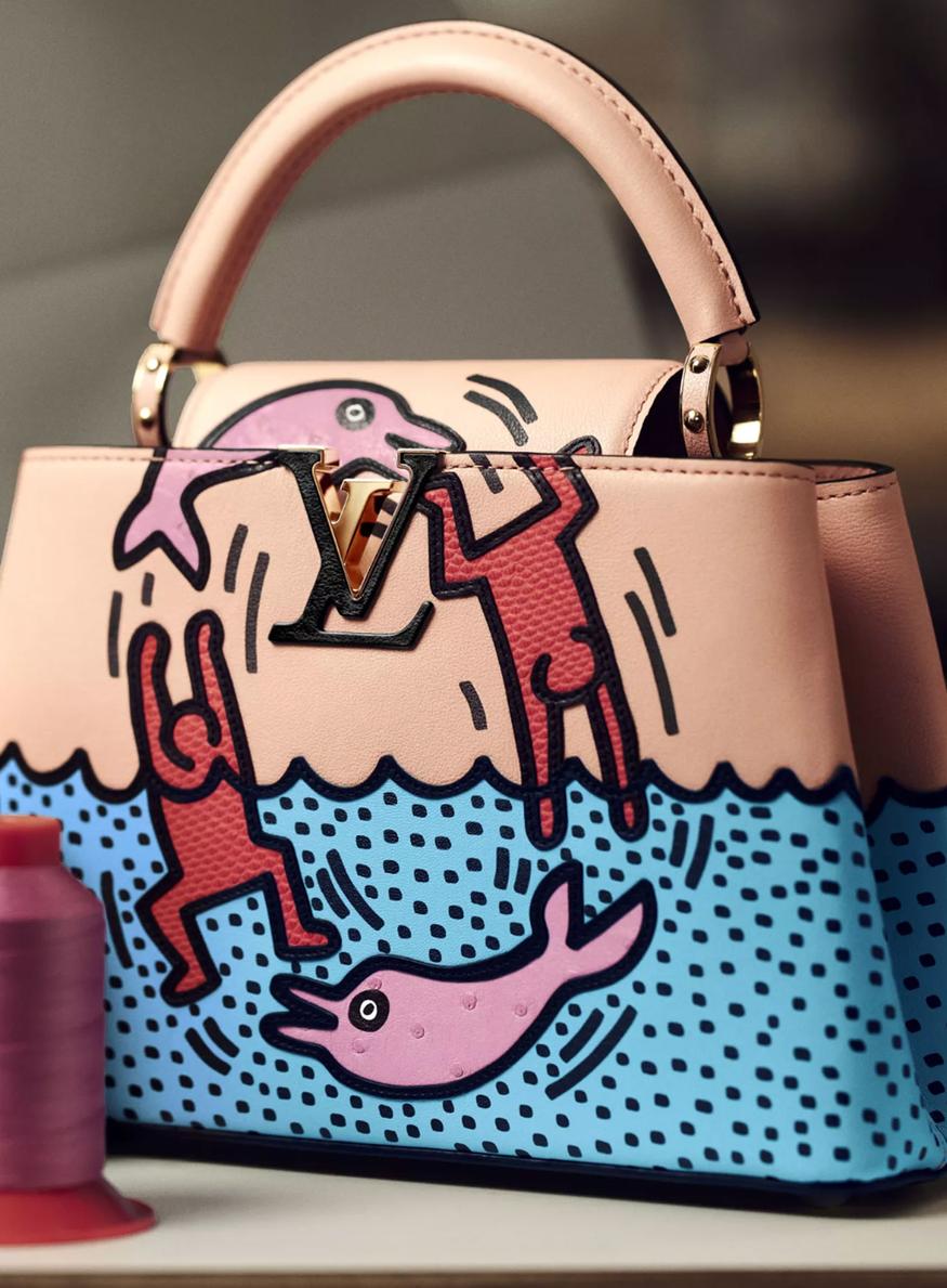 Nouveau sac louis vuitton artycapucines, avec un motif de keith haring
