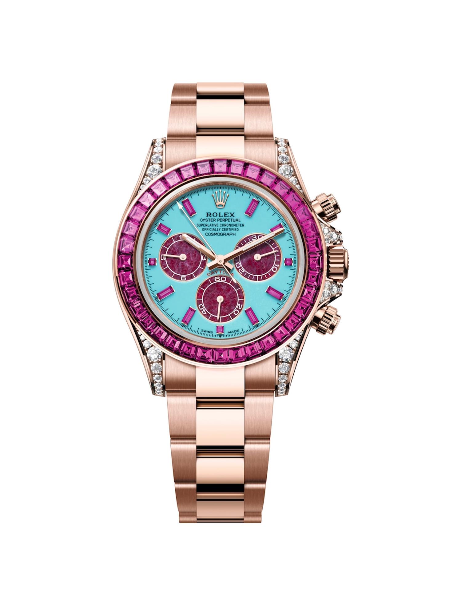 montre rose de la marque Rolex issue de la ligne Oyster Perpetual Cosmograph Daytona Four Seasons, aux ench&egrave;res chez Phillips en septembre 2026